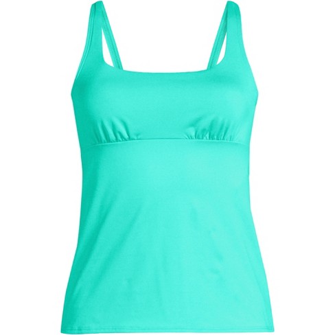 Lands' End Women's DD-Cup Chlorine Resistant V-Neck Tulip Hem Tankini  Swimsuit Top with Adjustable Straps 