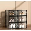 12 PCS Shoe Organizer, Clear Plastic Stackable Shoe Organizer for Closet, Clear Plastic Stackable Shoe Box for Entryway Space Saving Collapsible - 2 of 4