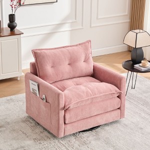 PAGED Swivel Accent Chair, Thick Padded Barrel Chair with Metal Base, Comfortable Single Sofa Chair for Living Room, Study - 1 of 4