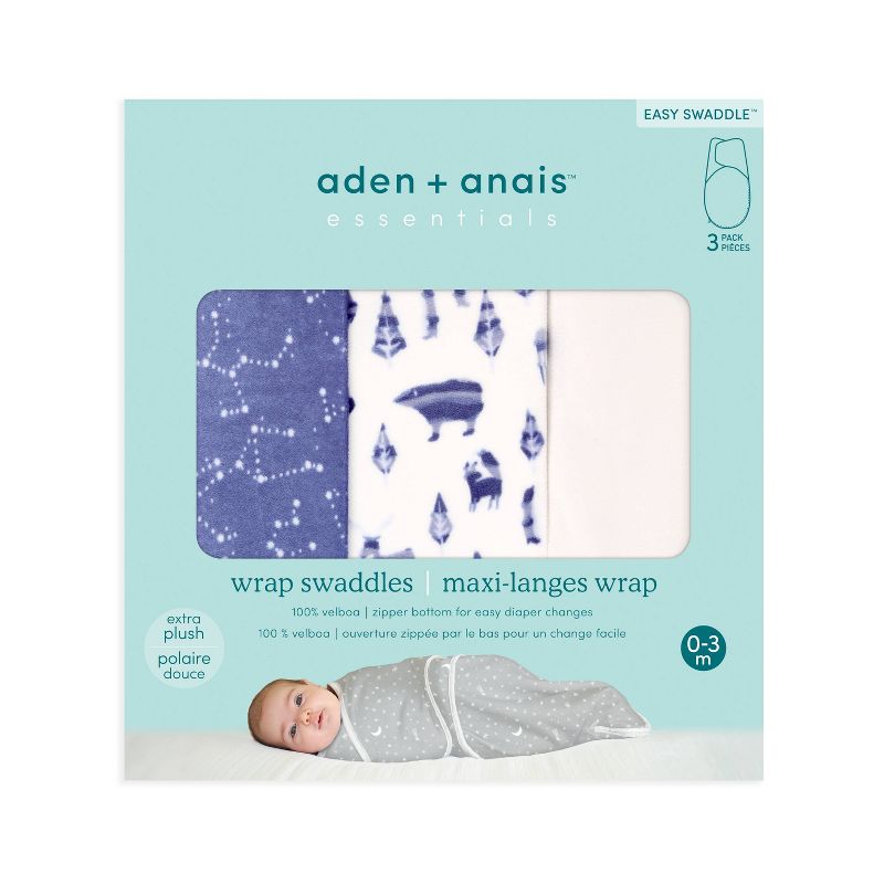 aden + anais Easy Swaddle Wrap Minky - 0-3 Months - 3pk, 2 of 5