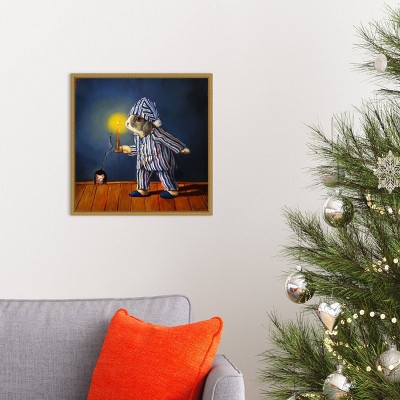 The Night Before Christmas Bunny and Mouse Framed Canvas Art