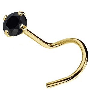 Jewelry Avalanche Black Moissanite 22G 14K Gold Nose Screw Nose Stud - 1 of 4