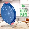 NutriChef Non-Stick Pizza Pan - Deluxe Nonstick Blue Coating Inside & Outside With Red Silicone Handles - image 2 of 4