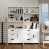 6-Tier Bookshelf with Door and 3 Drawers, 71" Tall Bookcase with 3-Tier Open Shelves, Wooden Book Shelf with Storage Cabinet - 2 of 4