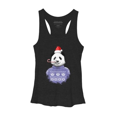 Women's Design By Humans Christmas panda By NikKor Racerback Tank Top