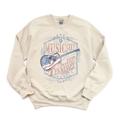 Simply Sage Market Women's Graphic Sweatshirt Nashville Flag Guitar