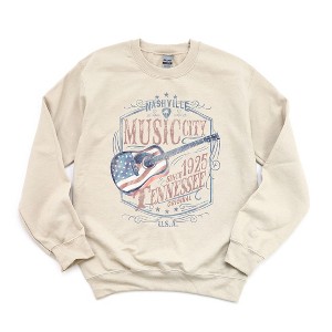 Simply Sage Market Women's Graphic Sweatshirt Nashville Flag Guitar - 1 of 2