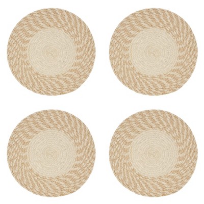 Natural Hand Braided Cotton Round Placemats, Set of 4