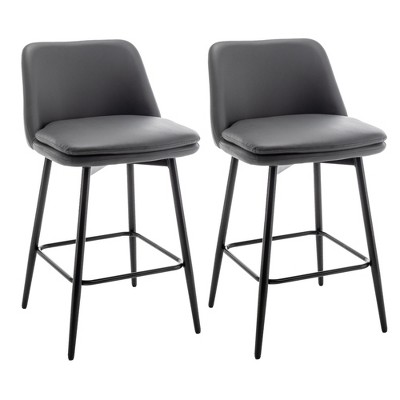 DSVIMOY Counter and Bar Stool Set of 2 Swivel Upholstered with Metal Legs for Kitchen or Pub Use, Gray, 26.4"*14.96"*23.6"