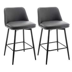 DSVIMOY Counter and Bar Stool Set of 2 Swivel Upholstered with Metal Legs for Kitchen or Pub Use, Gray, 26.4"*14.96"*23.6" - 1 of 4