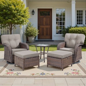 Buenhomino Outdoor Swivel Rocker Chairs Set, 360 Degree Rocking Patio Conversation Set with 5" Thickened Cushions, Glass Coffee Table - 1 of 4