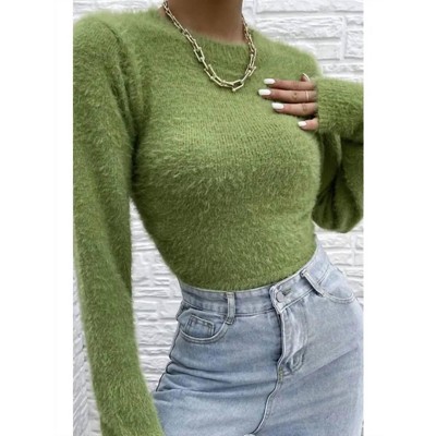 Women's Fuzzy Open Back Sweater - Miss Sparkling