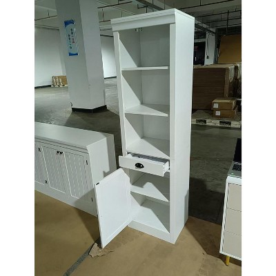 71" Tall Bookcase with Drawer, 5 Tiers Narrow Bookshelf with Adjustment Shelf, Bookshelves and Bookcases for Home Office,Living Room