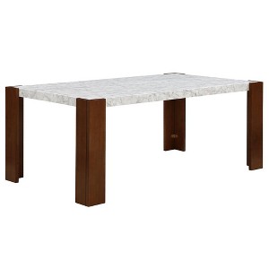 Acme Furniture Hettie Dining Table Engineering Stone/Brown Finish - 1 of 4