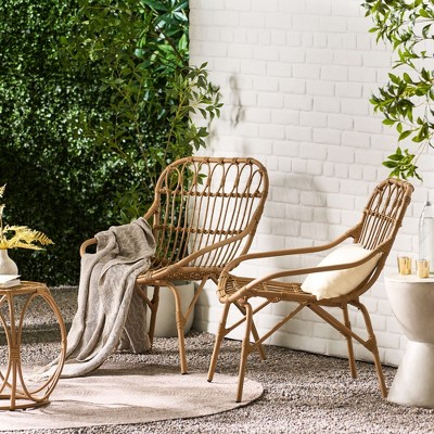 Maggift Patio Modern Accent Chairs, Outdoor Conversation Chairs, with Leisure Used, for Backyard, Garden, Beige, 35"*24.5"*16.5"