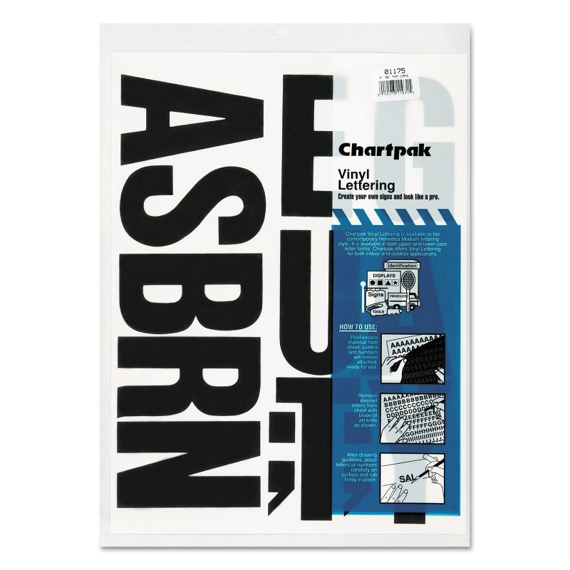 Chartpak Press-On Vinyl Uppercase Letters Self Adhesive Black 4"h 58/Pack 01175, 1 of 2