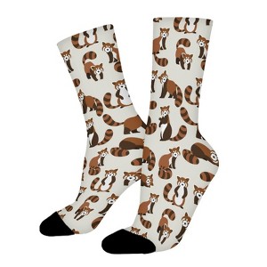 Cute Raccoon Women Printed Crew Socks Funny Funky Socks Soft Polyester Novelty Gifts for Artists Men - 1 of 1