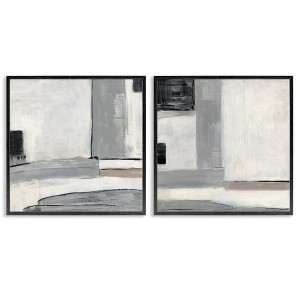 Stupell Industries Industrial Abstract Grey Geometric 2pc Framed Giclee Art Set - 1 of 4