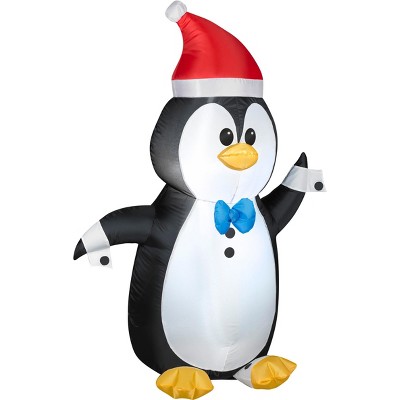 Gemmy Christmas Airblown Inflatable Outdoor Penguin in Tuxedo, 4 ft Tall, Multicolored