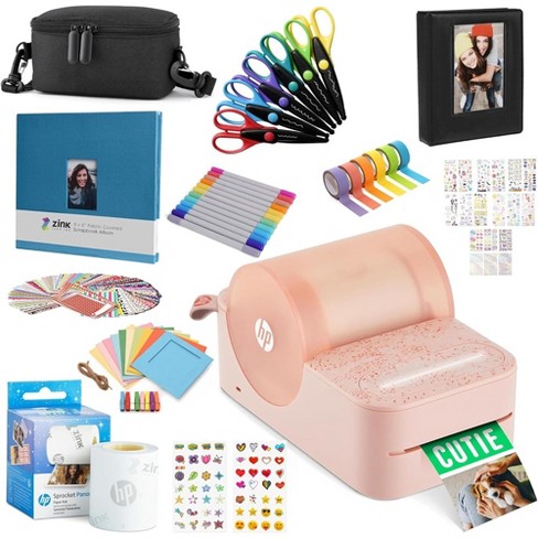 Hp Sprocket Panorama Label Printer & Photo Printer Craft Bundle - Pink :  Target