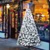 7ft PVC Flocking Christmas Tree 1300 Branches Spread Out Tree Realistic Easy Setup for Home Office Party Holiday Decoration As Shown - 4 of 4