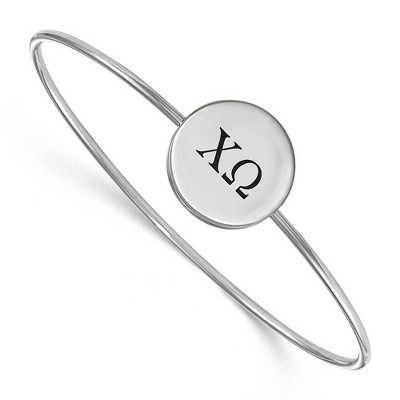 Black Bow Jewelry Sterling Silver Chi Omega Greek Life Bangle Bracelet 8 Inch