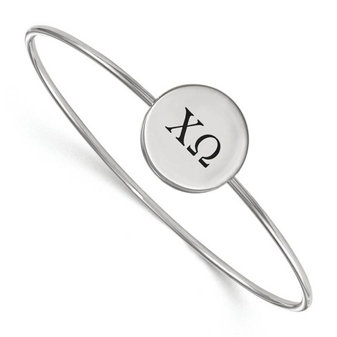 Black Bow Jewelry Sterling Silver Chi Omega Greek Life Bangle Bracelet 8 Inch - image 1 of 3