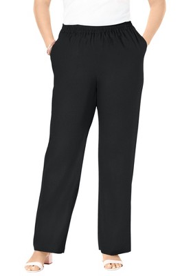 Jessica London Women's Plus Size Lightweight Linen-Blend Straight-Leg Pants