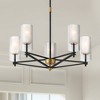 Possini Euro Design Nyack 25" Modern Pendant Chandelier Ceiling Light Fixture Dining Room Over Table Open Frame 5-Light Black Gold Finish White Glass - 2 of 4
