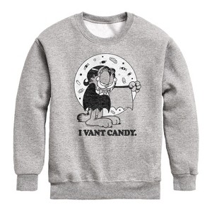 Boys' - Garfield - I Vant Candy Graphic Long Sleeve Fleece Sweatshirt - 1 of 4