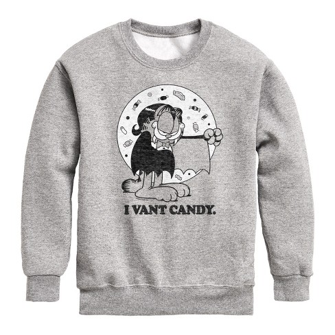 Boys' - Garfield - I Vant Candy Graphic Long Sleeve Fleece Sweatshirt - image 1 of 4