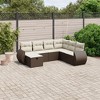 vidaXL 7 Piece Patio Sofa Set with Cushions - Brown and Cream Without Table - 2 of 4