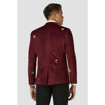 OppoSuits Deluxe Men's Christmas - X- Mas Icons - Deep Burgundy Blazer - Christmas - Xmas Parties - Stylish Jacket - Red - Size 48 — фото 2
