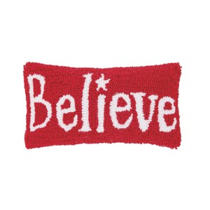 C&F Home 6" x 12" Christmas "Believe" Small/Petite Hooked Accent Pillow - 1 of 4