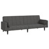 vidaXL 2-Seater Sofa Bed with Two Pillows Loveseat Couch Furniture Fabric - Dark Gray - 4 of 4