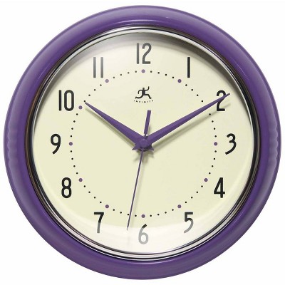 9.5" Retro Metal Wall Clock Purple - Infinity Instruments