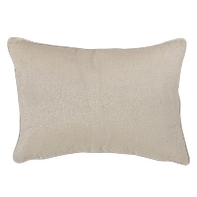 Tan Embroidered Christmas Tree Lumbar Pillow with Golden Beads