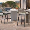 PURPLE LEAF 2 Pieces Bar Stools Patio Modern Rattan Barstools Aluminum Woven Tall Bar Chairs with Cushions for Outdoor Kitchen Island Garden - 3 of 4
