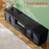 SOLACE FURNITURE 70" TV Stand for 80” TVs, Entertainment Center with LED Lights and Arched Glass Doors - 4 of 4