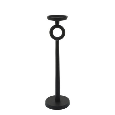 Sagebrook Home 17" Metal Candle Holder - Contemporary Black Aluminum Narrow Candle Holder for Home, Office, Event Decor - Centerpiece Candle Decor