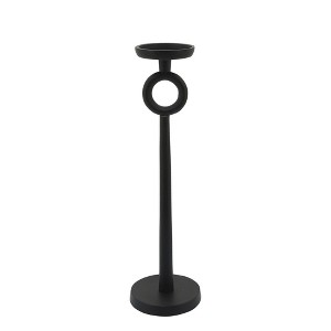 Sagebrook Home 17" Metal Candle Holder - Contemporary Black Aluminum Narrow Candle Holder for Home, Office, Event Decor - Centerpiece Candle Decor - 1 of 4