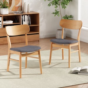 Coolbibila Modern Wooden Kitchen Dining Chairs Set of 2,Armless Fabric Upholstered Dining Room Chairs With Curved Back Wood Dining Chair - 1 of 4