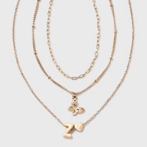 Girls' Initial with Choker and Layered Necklace Set - art class™ Gold - 1 of 3