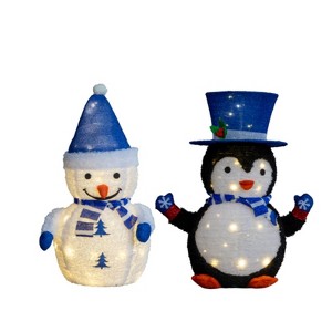 SEVOBAL Inflatable 2PCS Plush Penguin and Snowman Christmas Decorations Pull Up Holiday Decor for Xmas Outdoor Indoor Decor, White, 35.4"*14.2"*27.6" - 1 of 4