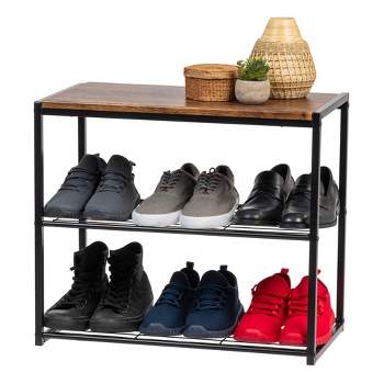Costway 3-tier Wood Shoe Rack 27.5' Shoe Bench Freestanding Boots Organizer  Heavy-duty : Target
