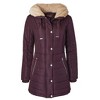 Sportoli Women Long Quilted Plush Lined Outerwear Puffer Jacket Winter Coat with Fur Hood - 2 of 4