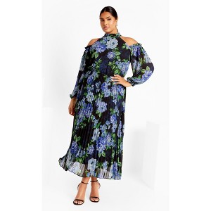 Women's Plus Size Promise Print Maxi Dress - blue | CITY CHIC - 1 of 4