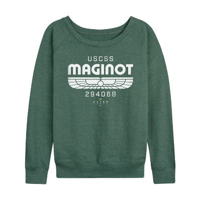 Women's - Alien: Earth - Uscss Maginot -Women's French Terry Long Sleeve Pullover Lightweight French Terry Wide Neck Long Sleeve Graphic Shirt