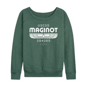 Women's - Alien: Earth - Uscss Maginot -Women's French Terry Long Sleeve Pullover Lightweight French Terry Wide Neck Long Sleeve Graphic Shirt - 1 of 4