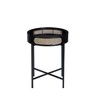 Round End Table, Wooden Top, Metal Legs, Rattan Insert Storage, Colson Finish-- Frevyn - 3 of 4